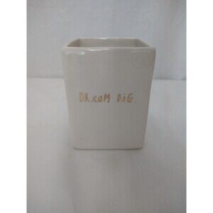 Rae Dunn Gold Text DREAM BIG Pencil Pen Makeup Brush Holder Vase Organizer